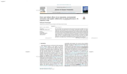 Direct and indirect effects of eco-innovation, environmental orientation and supplier collaboration on hotel performance: An empirical study